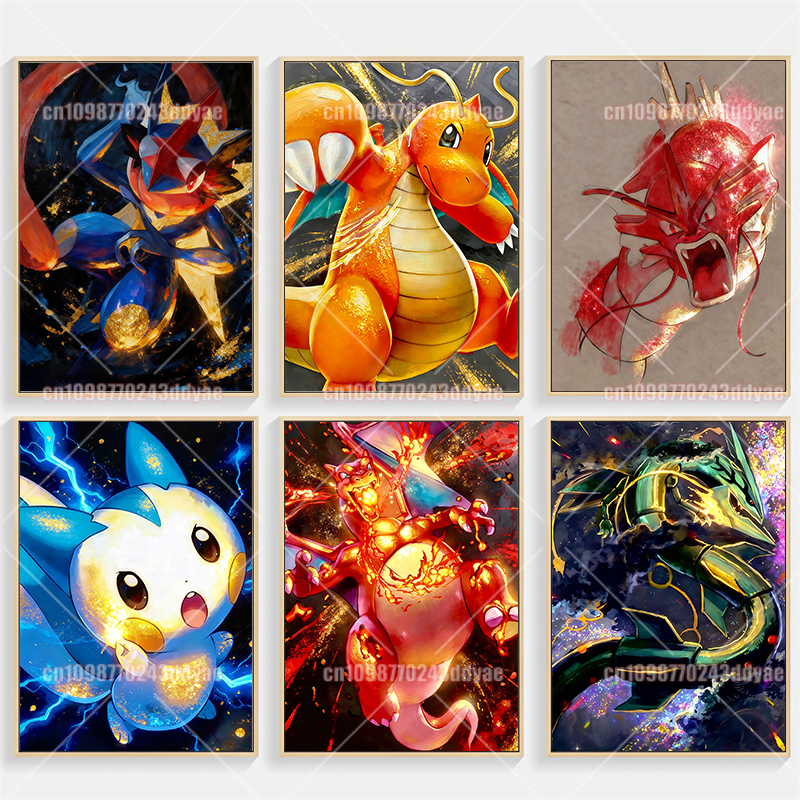 Home Decor Wall Pictures - Classic Retro Pokemon Anime Comic Glitter