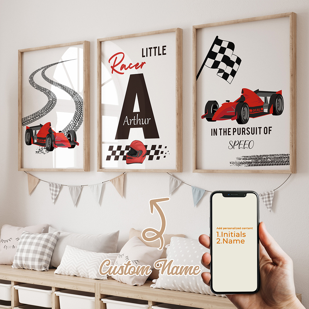Home Decor Wall Pictures - 3pcs Personalized Custom Name Cartoon Child