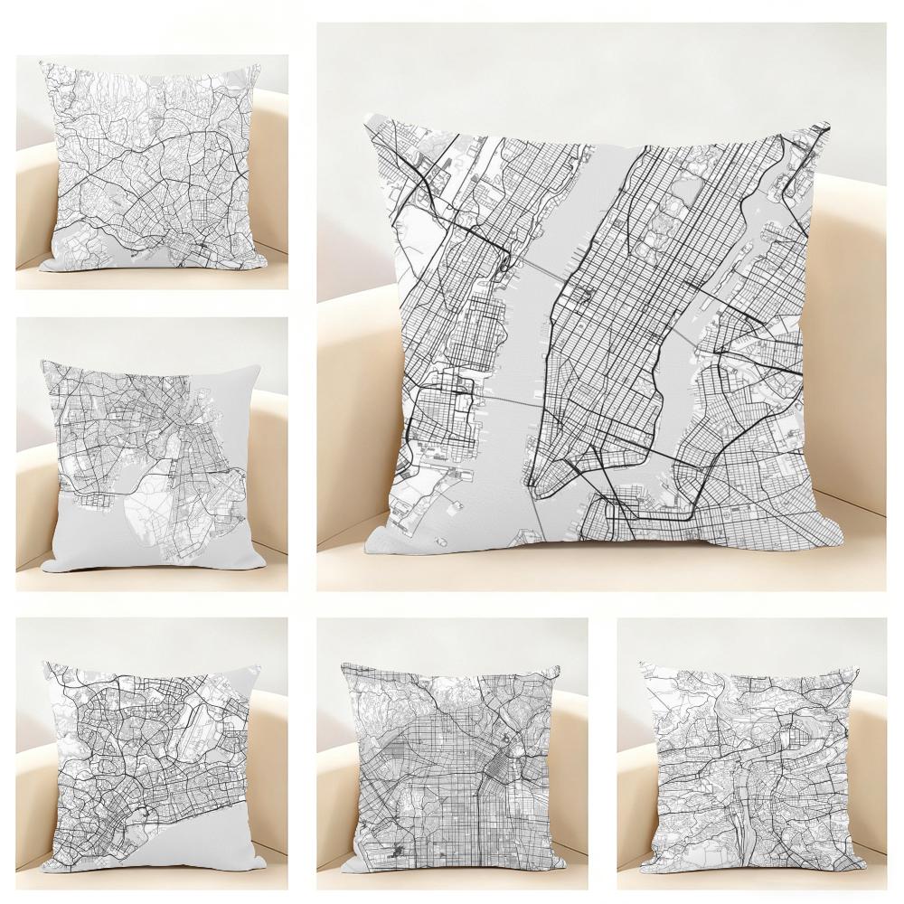 Home Decor New York - Vintage Black and white map of