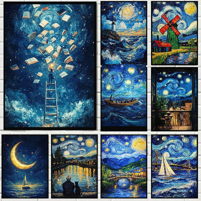 Home Decor New York - Vintage Abstract Van Gogh Landscape Poster