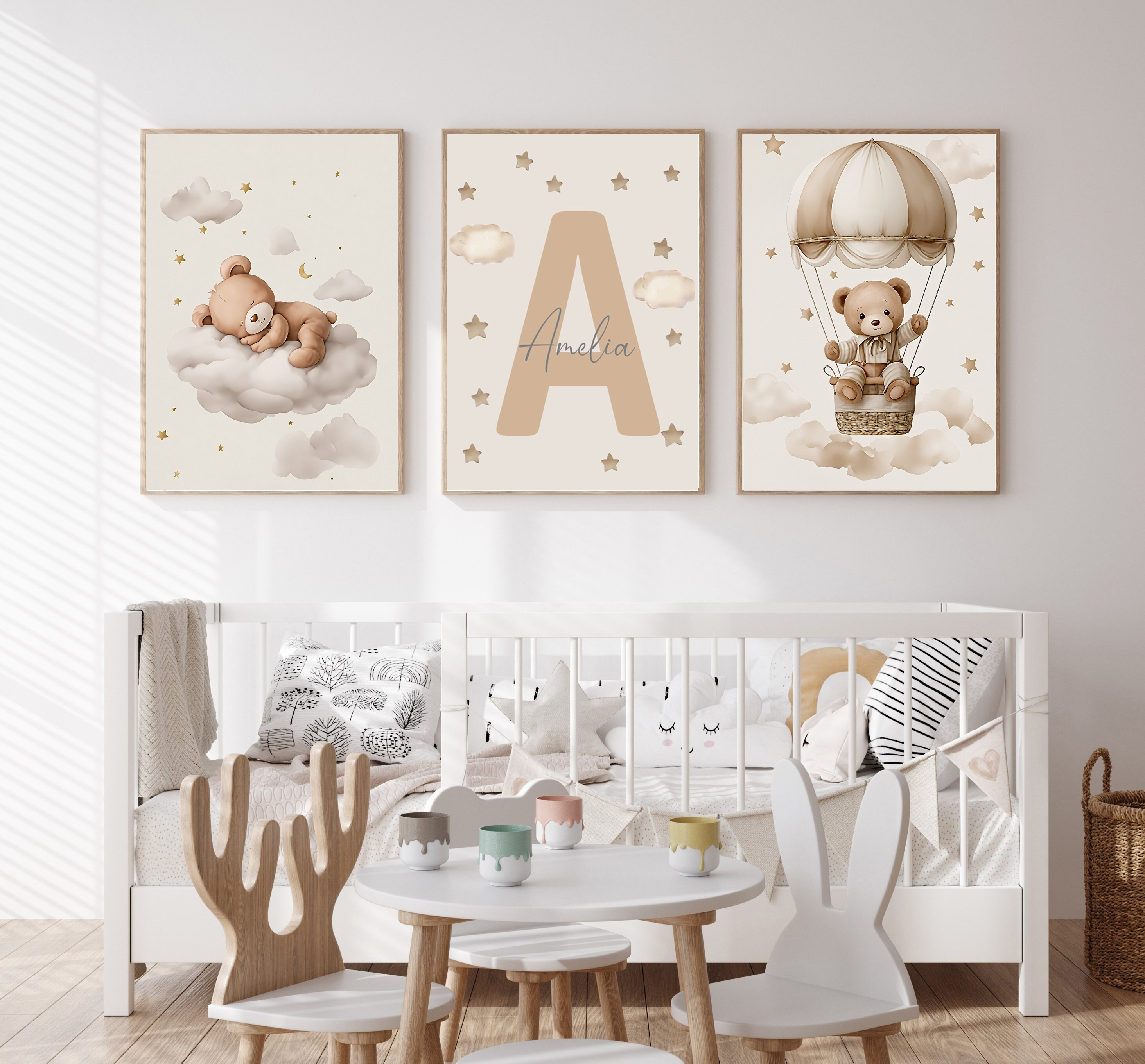 Home Decor Wall Pictures - 3pcs/set Bohemian Teddy Bear Animal Custom
