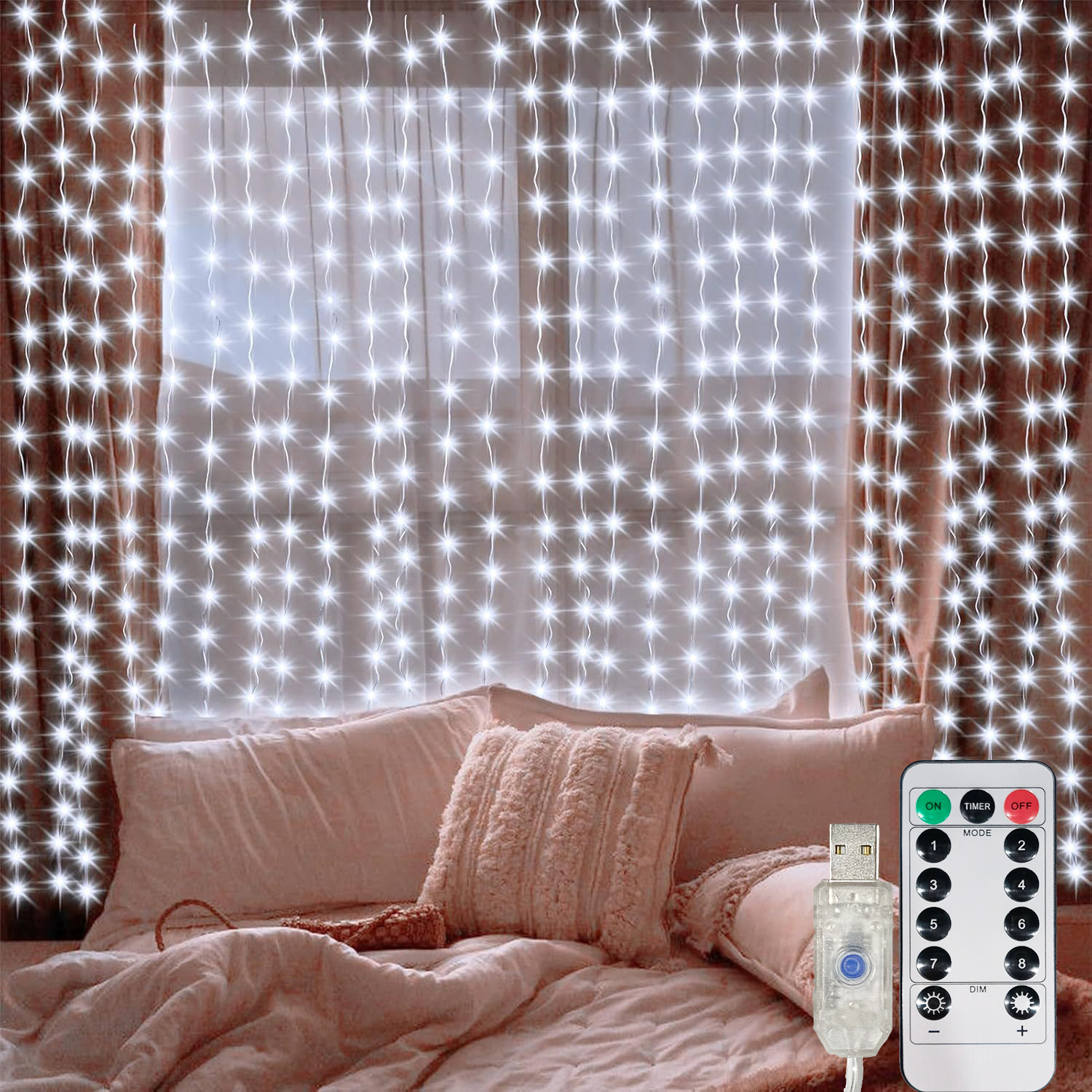USB LED Curtain String Lights  - đánh giá và giá Fairy Lights Bedroom