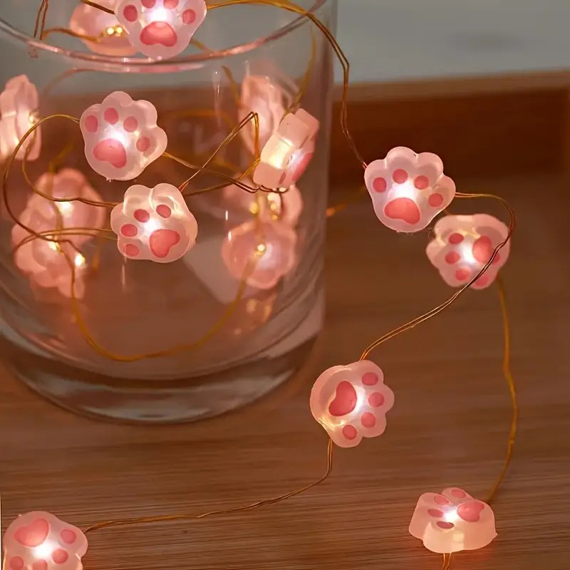1pc 2M 20LED Pink Cute Cat Paw - đánh giá và giá Fairy Lights Bedroom