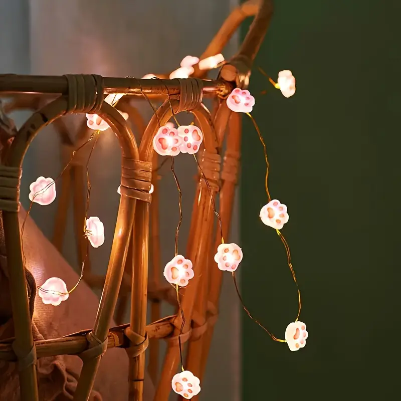 1pc 2M 20LED Pink Cute Cat Paw - đánh giá và giá Fairy Lights Bedroom