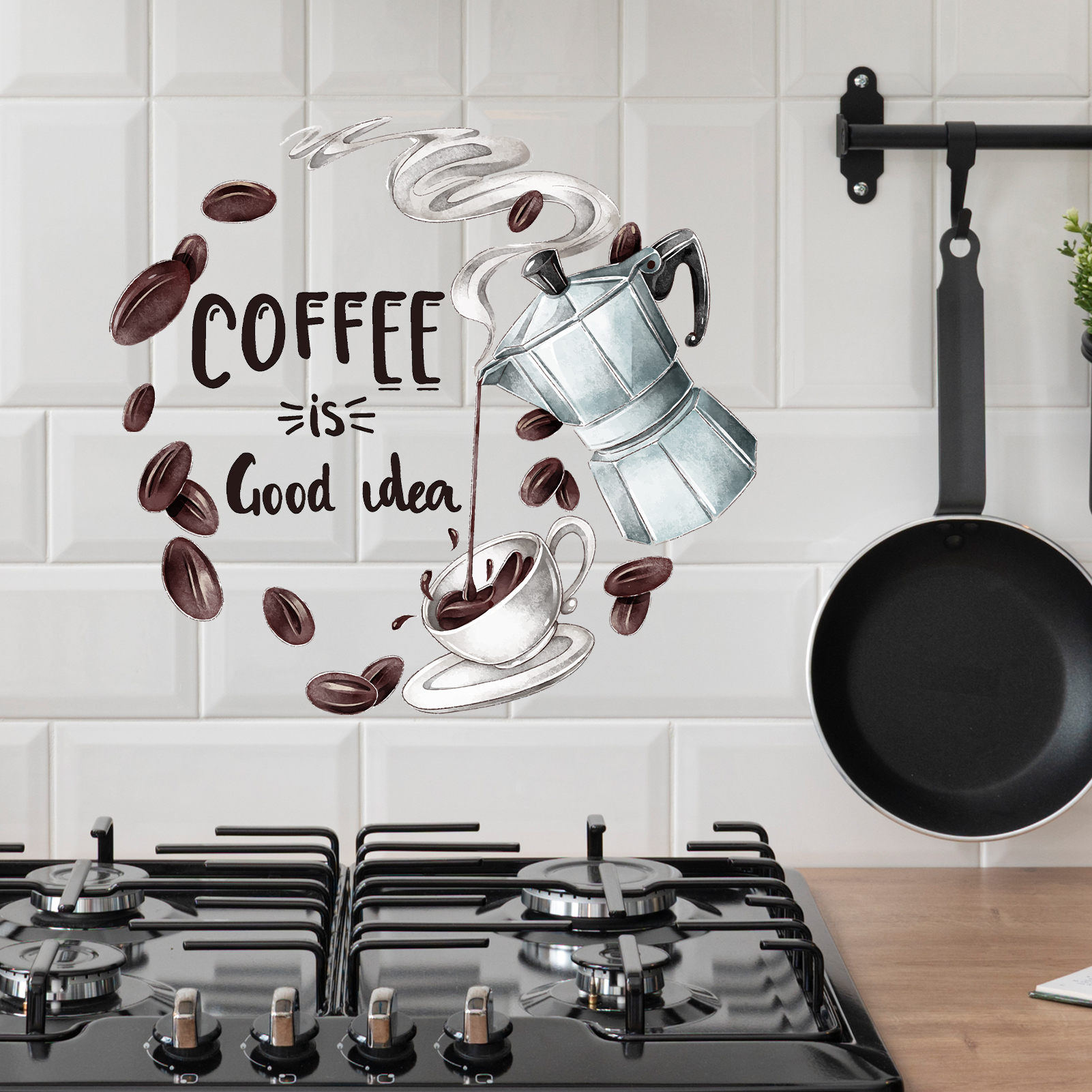 Watercolor Moka Pot Coffee Wal - đánh giá và giá Home Decor Quotes Ideas