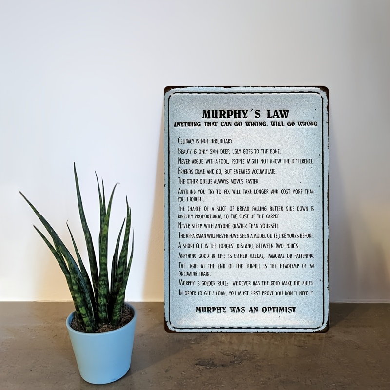 Murphy's Law Metal Sign - Wate - đánh giá và giá Home Decor Quotes Ideas