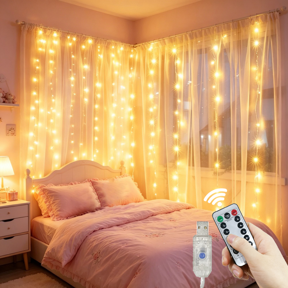 LED Curtain String Lights Garl - đánh giá và giá Fairy Lights Bedroom