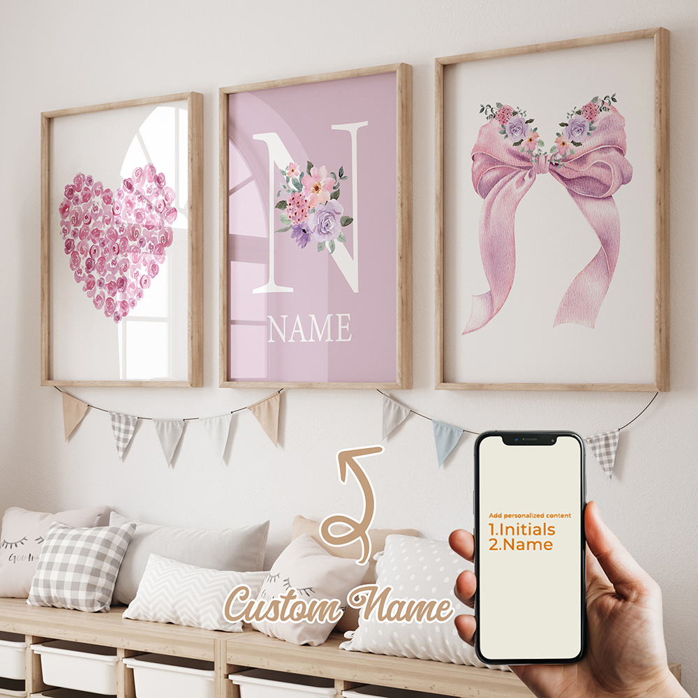 3pcs Personalized Custom Name  - đánh giá và giá Home Decor Wall Pictures
