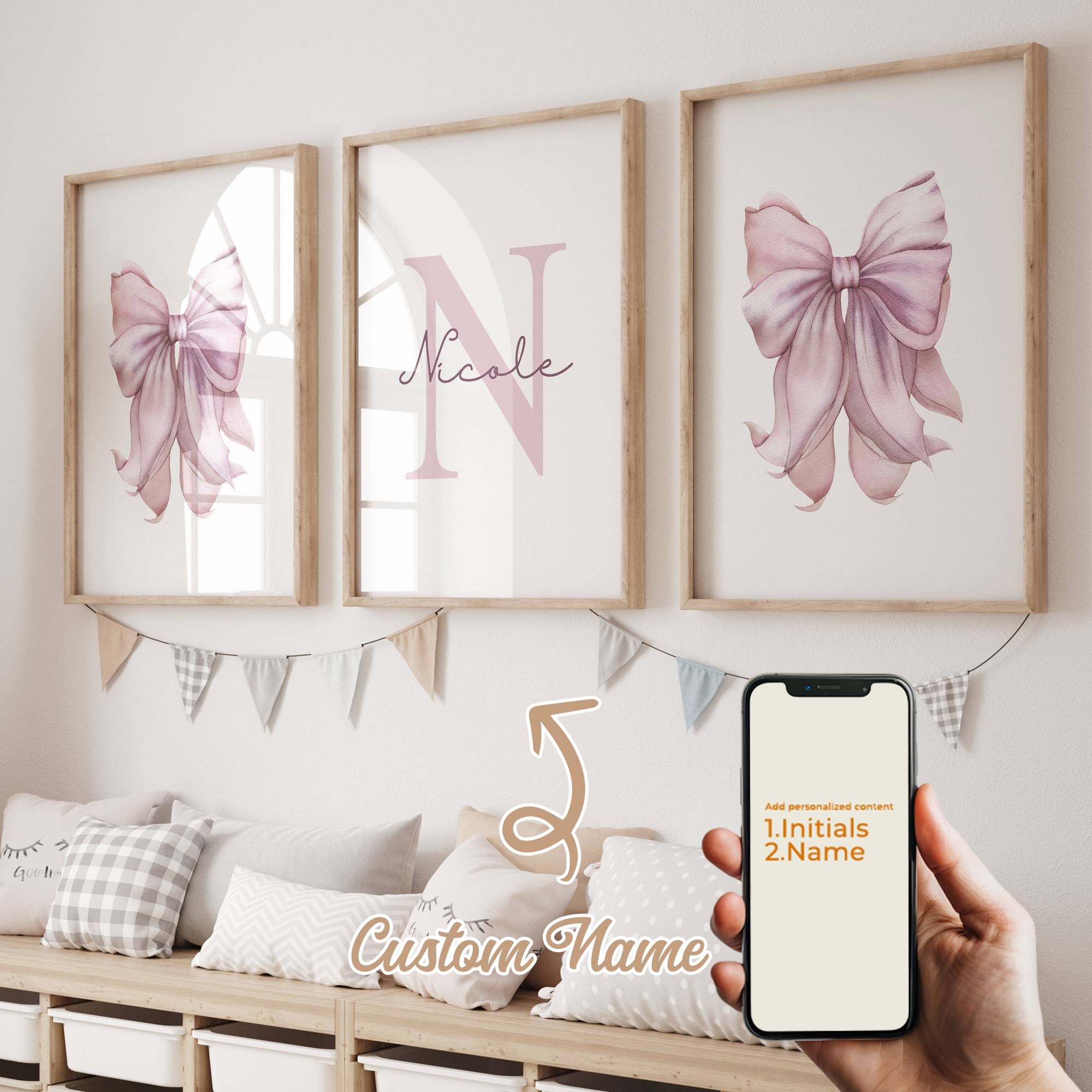 3pcs Personalized Custom Name  - đánh giá và giá Home Decor Wall Pictures
