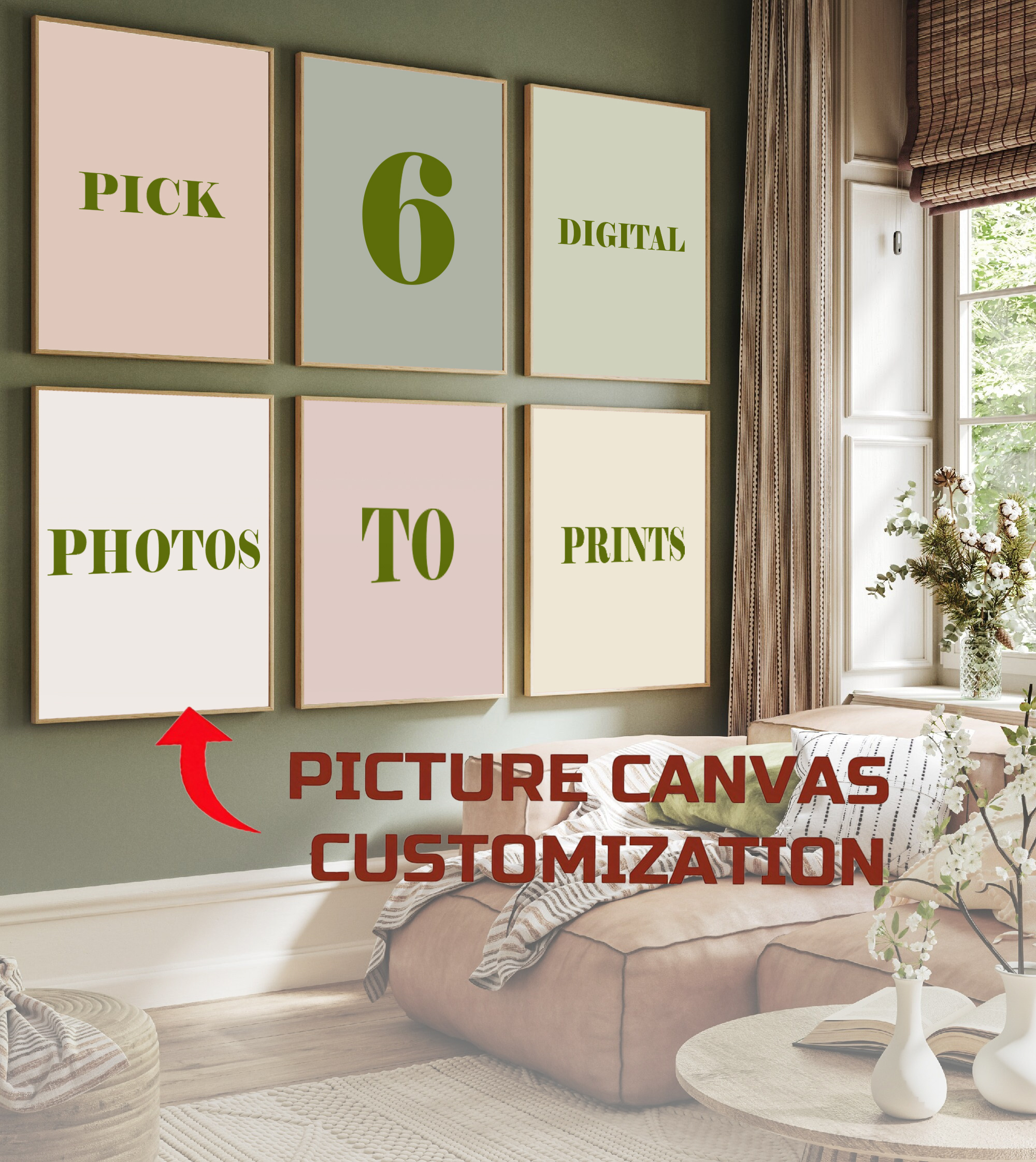 6pcs/set Custom Canvas Printin - đánh giá và giá Home Decor Foto