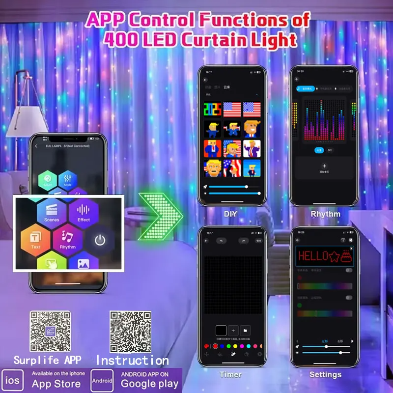 USB Led Smart Curtain Lights B - đánh giá và giá Fairy Lights Bedroom