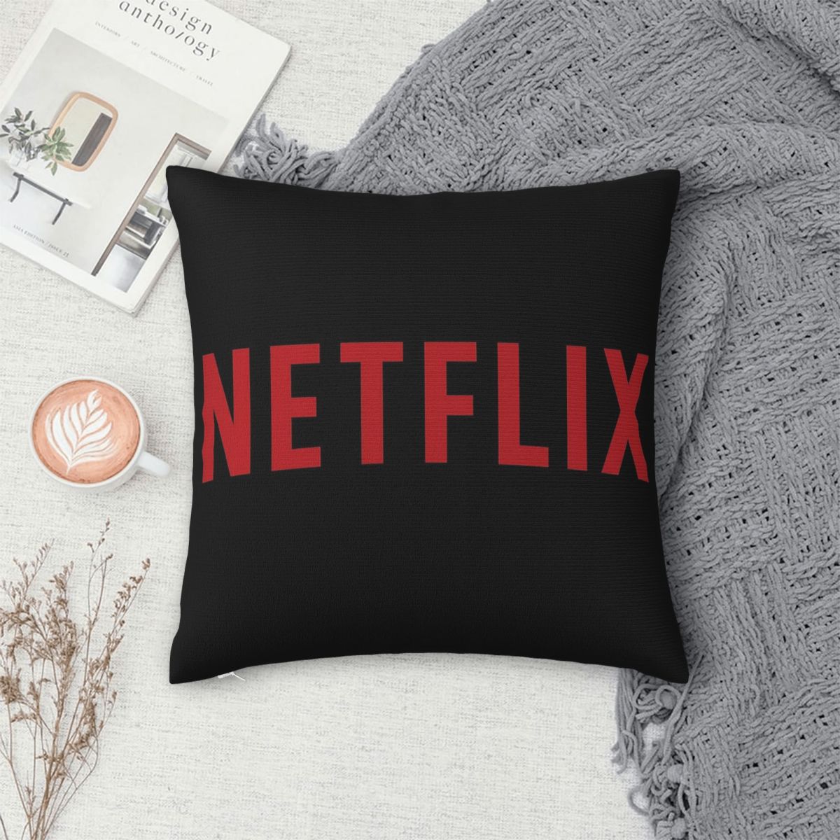 Netflix Logo Square Pillowcase - đánh giá và giá Home Decor Netflix